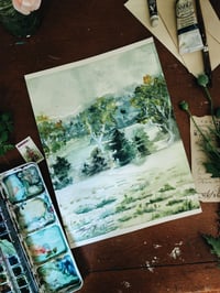 Image 3 of Rain Over the Mountain-Original Watercolor Painting 