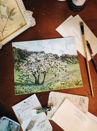 Image 2 of Apple Tree In Bloom -Plein Air Acrylic Painting 