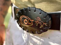 Image 3 of Original Tom Fugle Signed Colt Leather Belt & Buckle 