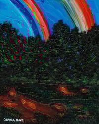 Image 1 of 'Rainbow After the Storm' - Palette Knife Landscape, Acrylic on Canvas Panel, 8x10 Framed 