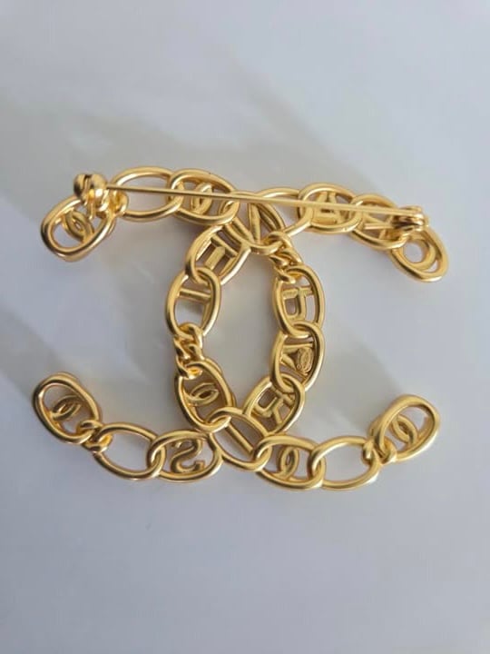 Image of Chanel Gold Crystal Brooch (Authentic)