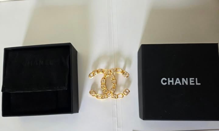 Image of Chanel Gold Crystal Brooch (Authentic)