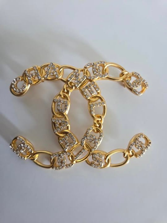 Image of Chanel Gold Crystal Brooch (Authentic)