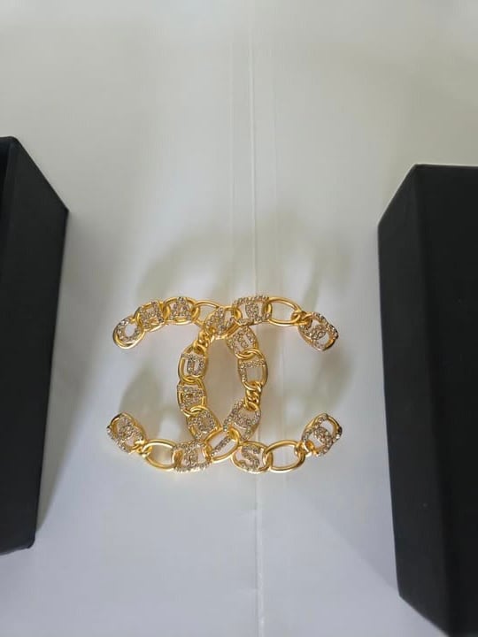 Image of Chanel Gold Crystal Brooch (Authentic)