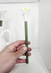 Image 2 of Calla Lily Pen Plant with Leaf Bookmarks- Functional Flower Pens in Usable Vase