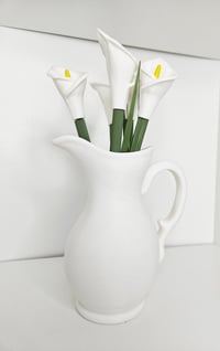 Image 4 of Calla Lily Pen Plant with Leaf Bookmarks- Functional Flower Pens in Usable Vase