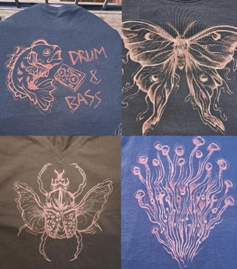 Hand-painted bleach t-shirts ☆