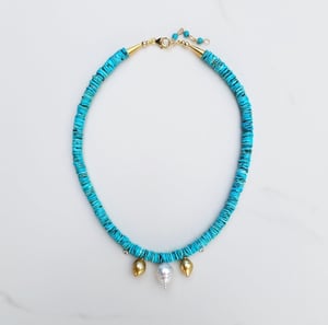 South Sea Pearls & Turquoise Necklace