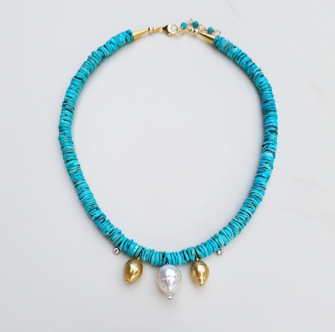 South Sea Pearls & Turquoise Necklace