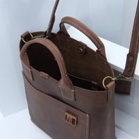 Image 3 of Two-way Tote with front pocket in vintage brown