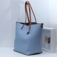 Image 5 of Slouchy Wide Tote in pebbled sky