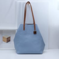 Image 2 of Slouchy Wide Tote in pebbled sky
