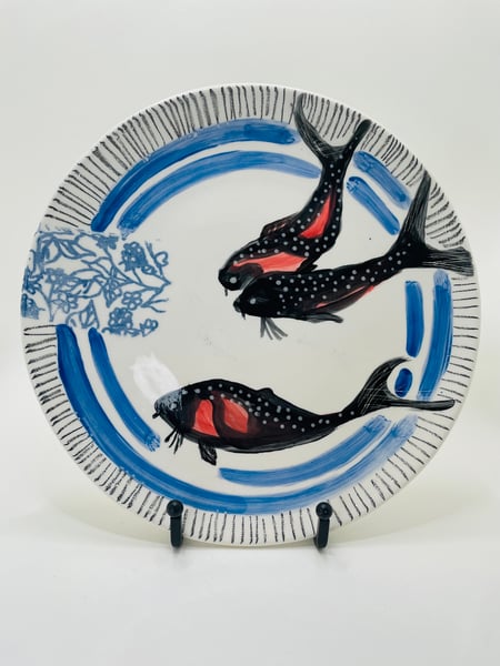 Image of Koi Carp handmade ceramic plate (#723)