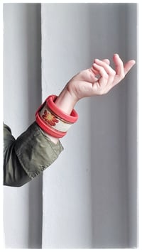 Image 6 of Bracciale bangle artigianale in pelle ANTIOPE KING - Flora Intenso