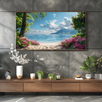 Image 1 of 3D Hawaiian Beach Frame TV Art