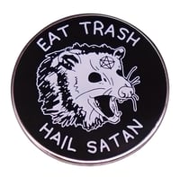 Image 1 of Eat Trash, Hail Satan Possum With Pentagram On Its Forehead enamel Pin