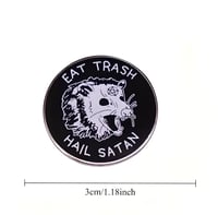 Image 2 of Eat Trash, Hail Satan Possum With Pentagram On Its Forehead enamel Pin