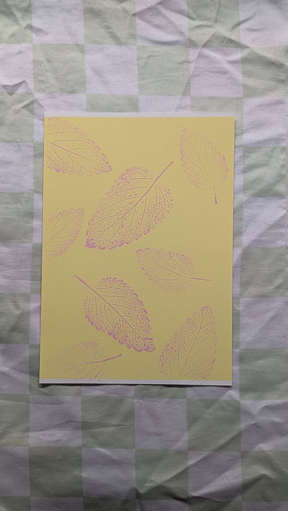 Image of Lemon Balm - Multiple leaf print - Yellow/Pink - A5