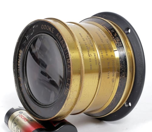 Image of Taylor Hobson COOKE ANASTIGMAT Series II 8.2" F4.5 barrel brass lens + flange #4573