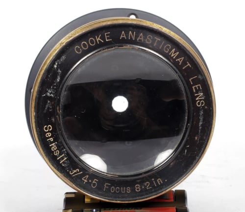 Image of Taylor Hobson COOKE ANASTIGMAT Series II 8.2" F4.5 barrel brass lens + flange #4573