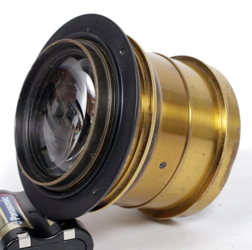 Image of Taylor Hobson COOKE ANASTIGMAT Series II 8.2" F4.5 barrel brass lens + flange #4573