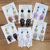 Image 1 of Double Gemstone Arrowhead Earrings | Gemstone Arrowhead Statement Earrings