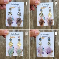 Image 3 of Double Gemstone Arrowhead Earrings | Gemstone Arrowhead Statement Earrings
