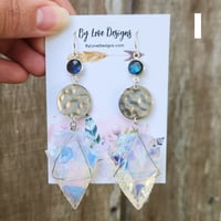 Image 4 of Double Gemstone Arrowhead Earrings | Gemstone Arrowhead Statement Earrings