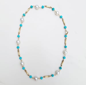 Australian Pearl & Turquoise Bamboo Necklace