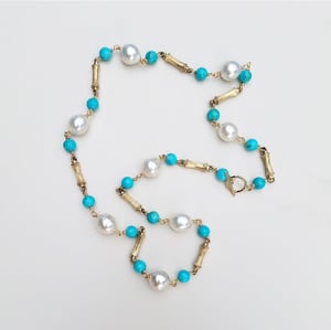 Australian Pearl & Turquoise Bamboo Necklace