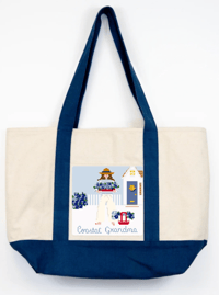 Image 2 of Needlepoint Red Canvas Boat Tote Bag