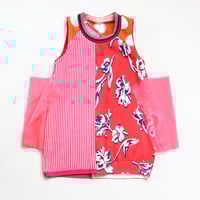 Image 3 of coral pink floral tulle neon red fluorescent 3T courtneycourtney sweater tank sleeveless bubble dres