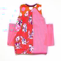 Image 5 of coral pink floral tulle neon red fluorescent 3T courtneycourtney sweater tank sleeveless bubble dres