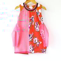 Image 1 of coral pink floral tulle neon red fluorescent 3T courtneycourtney sweater tank sleeveless bubble dres