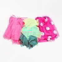 Image 7 of coral pink floral tulle neon red fluorescent 3T courtneycourtney sweater tank sleeveless bubble dres