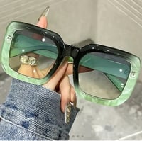 Image 1 of Green Gradient Beveled Sunglasses 