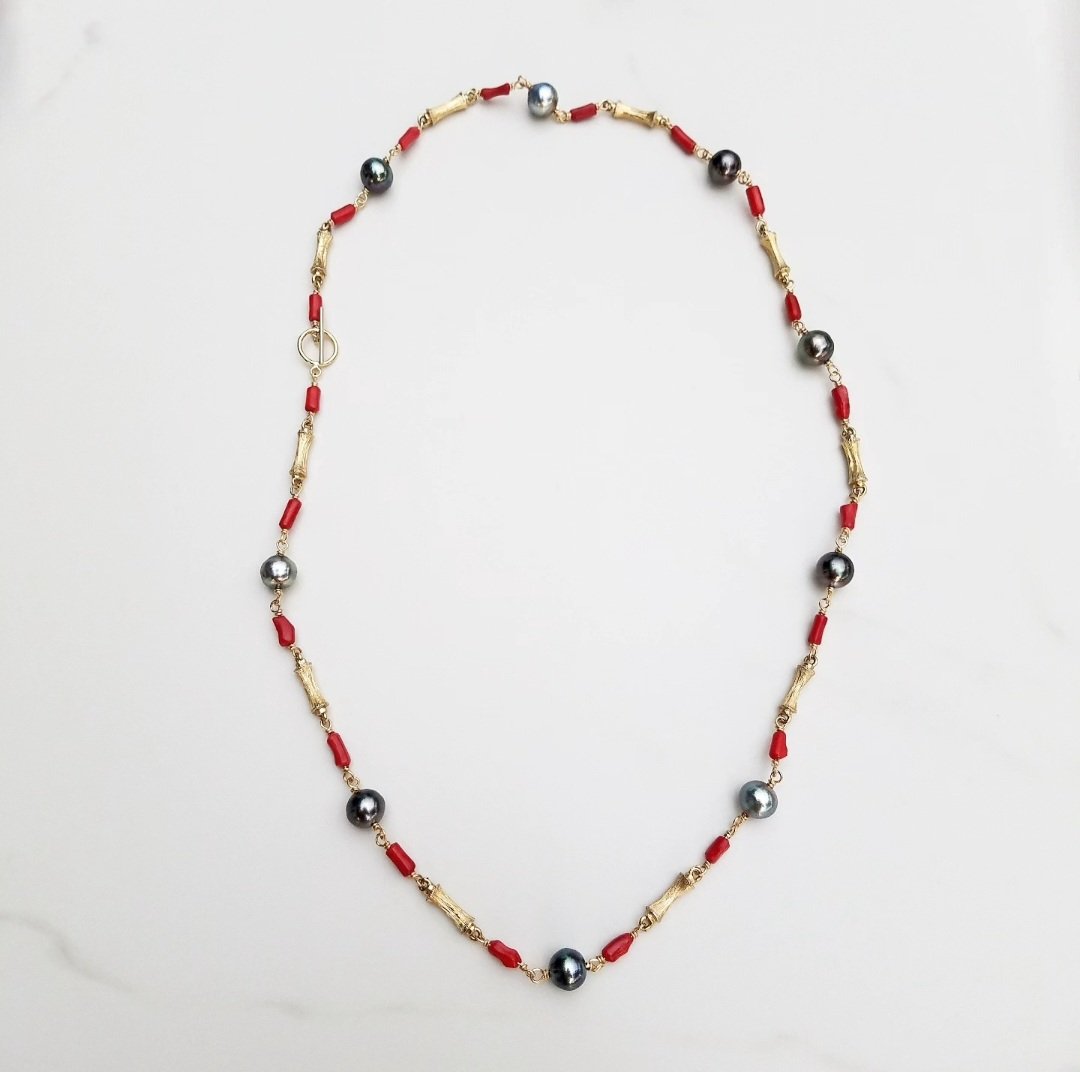 Tahitian Pearl Bamboo Necklace