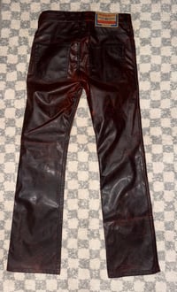 Image 2 of Diesel Red Faux Leather Slim Pant