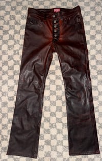 Image 1 of Diesel Red Faux Leather Slim Pant