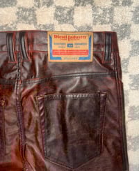Image 3 of Diesel Red Faux Leather Slim Pant