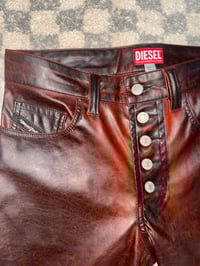 Image 4 of Diesel Red Faux Leather Slim Pant