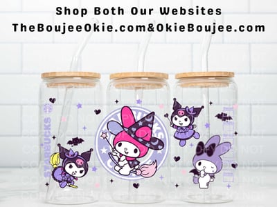 Image of HK Kitty Kuromi Melody Starbs Coffee Uv Dtf Wrap Double Sided W0968