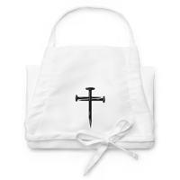 Image 1 of Christian Nail and Cross Embroidered Apron - One Size Fits All - Multiple Embroidery Color Choices