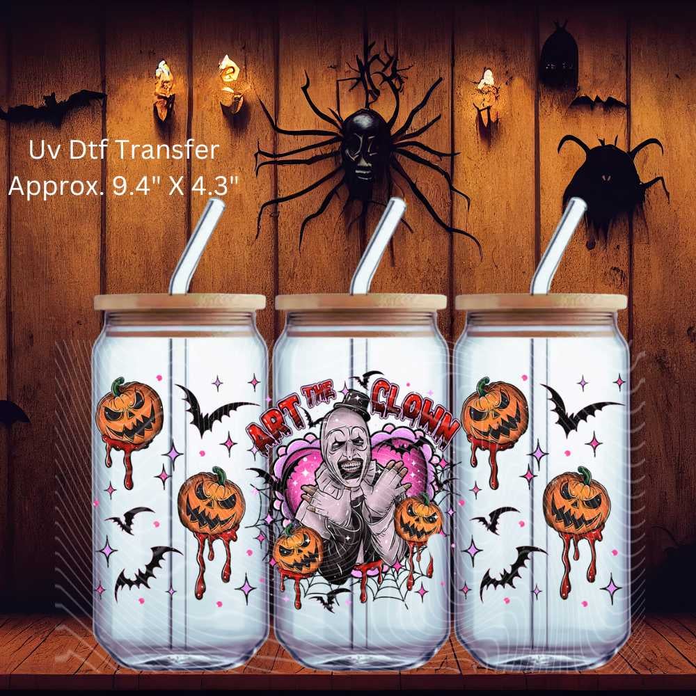 Image of Horror Art Clown Uv Dtf Cup Wraps Double Sided W0715