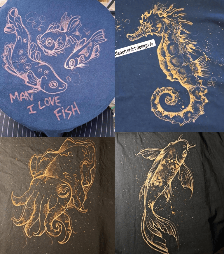 Hand-painted bleach t-shirts ❉