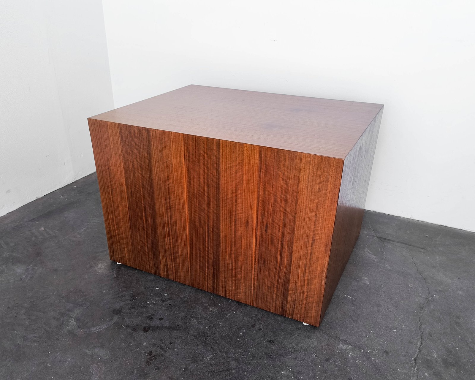 Minimal Walnut Pedestal Side Table | Iridium Interiors
