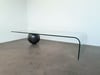 Bent Glass Waterfall Coffee Table with Marble Sphere Base by Cattelan Italia
