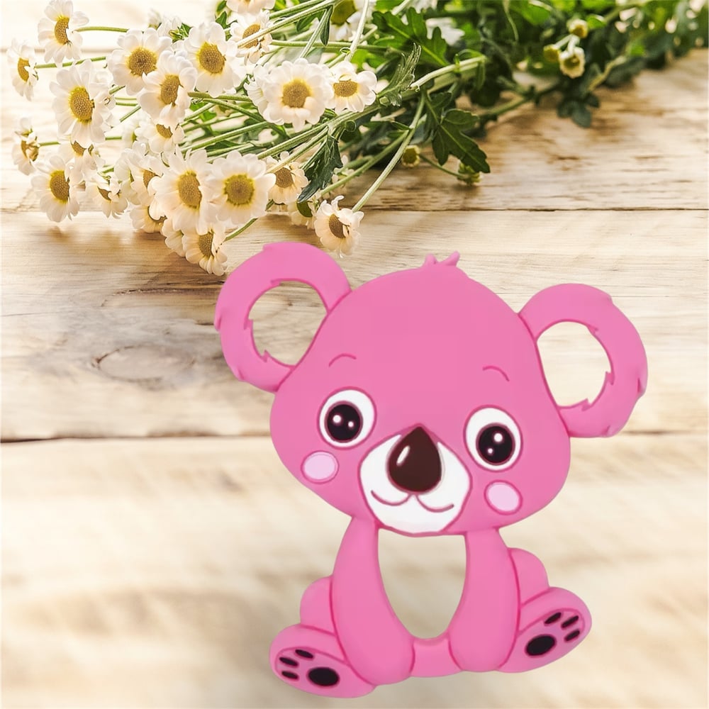 Image of Pink Koala Baby Teething Toy # BPA-Free Silicone Teether#Baby Gum Soother
