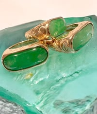 Image 2 of 14K , 18K solid gold Grade A Jade  Hawaiian scroll ring