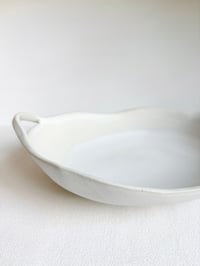 Image 3 of Stoneware Wavy Bowl with Handles in Salt White
